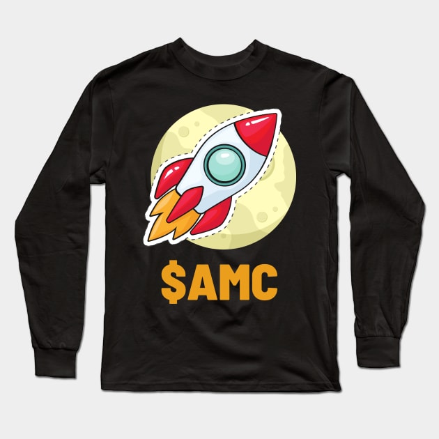 $AMC Rocket Stonk To The Moon Trading T-Shirt Long Sleeve T-Shirt by SPOKN